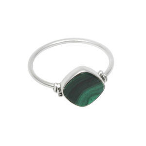 Bague pour femme en forme de coussin, pierre précieuse de malachite naturelle, bijoux faits à la main, bagues en argent sterling 925, fournisseurs en gros - Product Image 1