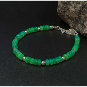 Ethiopian Green <b>Opal</b> Bead <b>Bracelet</b> with Diamond Bohemian Style Number Pattern Rhodium Plated Jewelry for Gift - Product Image 4