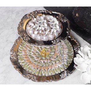 Metal Serving Dishes and Bowls with 2 Tier Brass Made With Nickel Plated Wedding & Party <b>Dinnerware</b> Dry Fruits Chocolate Server - Product Image 1