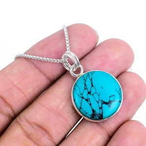 925 Sterling Silver Fine Jewelry Pendentif Turquoise Spinner Gemstone Pendentif 925 Timbre Argent Cadeau De Mariage Femmes Pendentif Bijoux - Product Image 1