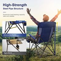 Chaise de camping bleue surdimensionnée à dossier haut de 29,52 po en acier inoxydable, robuste, supporte 500 lb, portable et pliable, mobilier d'extérieur