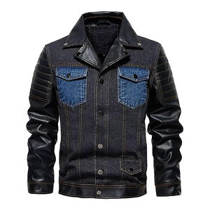 Veste en jean pour homme sur mesure, 100% coton, écologique, coupe-vent, respirante, antibactérienne, manches en cuir, denim délavé à l'acide - Product Image 2