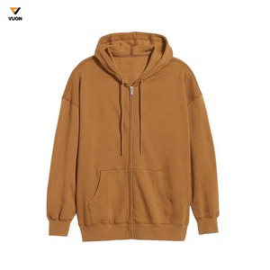 Sudadera con capucha y cremallera para mujer BASICS de invierno personalizada de lujo, nuevo estilo, chaqueta de hombro caído de gran tamaño, Sudadera con capucha marrón con cremallera completa larga - Product Image 6