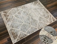 Tapis shaggy doux GOLDENMOON style Wilton, tissé plat, effet 3D, bouclé réversible, extra épais, motif floral carré
