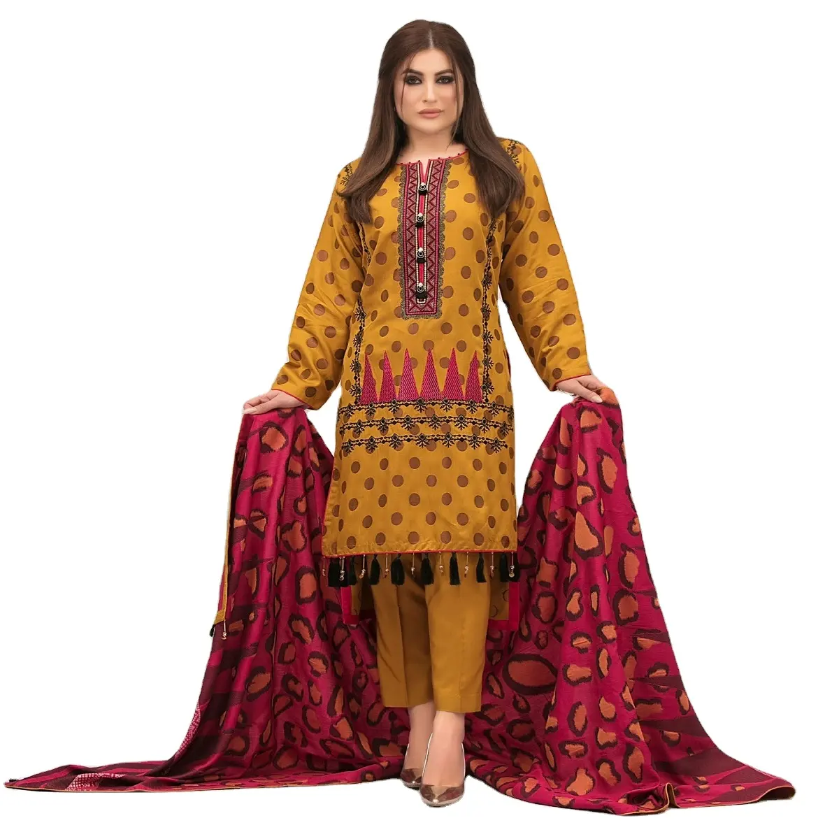 Tüm satış Pakistan ve hint bayanlar 3 parça viskon takım elbise ile Tawakkal marka hacmi muhteşem ENCHANTER sıcak satış takım elbise