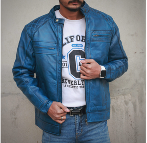 แจ็กเก็ตหนังสำหรับผู้ชาย, แจ็กเก็ตหนังสีพื้นเสื้อแจ็คเก็ตลำลองเรียบง่ายยอดนิยมสำหรับฤดูใบไม้ร่วง - Product Image 1