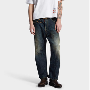 Jeans de Mezclilla Lavados con Ácido para Hombre, 100% Algodón, Transpirables y Lavables, Ropa Casual de Invierno/Primavera - Product Image 1