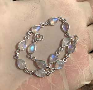 Pulsera de piedra lunar hecha a mano, plata de ley 925, joyería con piedras preciosas para mujer, regalo de piedra lunar natural - Product Image 3