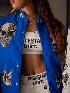 Fall Winter Women Clothes Fashion Embroidery Letterman Jacket Leather Sleeve Crop <b>Top</b> Baseball Jacket Ladies Varsity Jacket <b>Coat</b> - Product Image 4