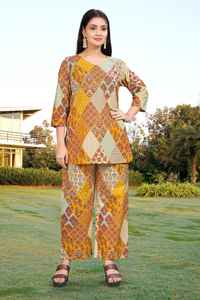 Kurti imprimé en rayonne pure magnifiquement conçu avec Salwar Kameez pour les vêtements de fête indiens et pakistanais - Product Image 3