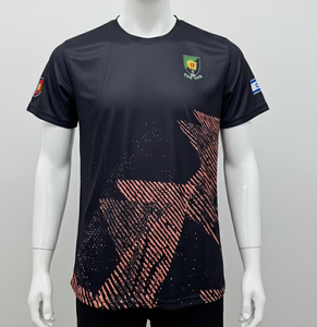 T-shirt de sport noir SEAPEARLS fabriqué en usine au Vietnam, 100% polyester, respirant, séchage rapide, maille tricotée, vêtements de sport, imprimé géométrique personnalisé - Product Image 1