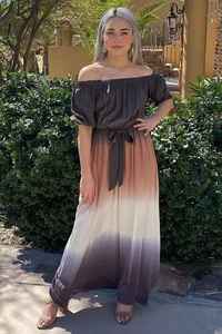 Attrayant 100% rayonne solide essayer couleur femmes bohème été hors épaule tenue décontracté pleine longueur régulière coupe ample Maxi robe - Product Image 3