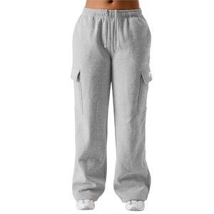 Pantalones Deportivos Unisex de Felpa Gris Jaspeada, Mezcla de Algodón Suave, Cintura Elástica, Pantalones Deportivos Informales para Estar en Casa o para la Calle - Product Image 1
