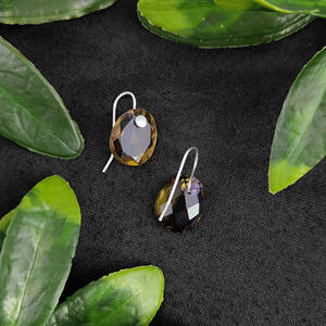 925 Sterling Silver Classic Style Ametrine Quartz Egg Shape Hoop Earrings with Gold Silver Hook Fashion Jewelry <b>Accessories</b> - Product Image 3