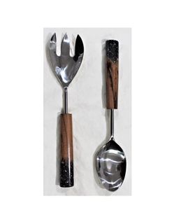 Nuevo juego de cuchara y tenedor para servidor de ensalada de madera y resina de tendencia superior para fiesta de boda cuchara para servir comida hecha a mano - Product Image 1