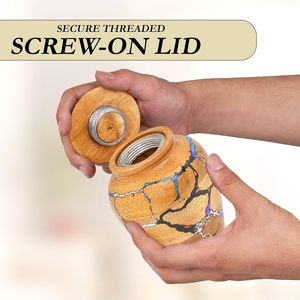 <b>Wooden</b> Cremation <b>Urn</b> <b>for</b> Human <b>Ashes</b> Adult Male & Female Handmade Mango Wood & Epoxy Resin Decorative Burial Memorial <b>Urn</b> - Product Image 2