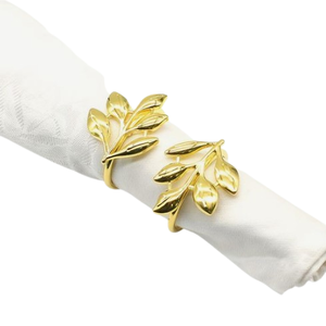 Servilleteros de metal con diseño de hoja de oro brillante recién llegados, decoraciones de mesa de tendencia para fiestas - Product Image 6