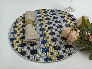 Sous-verre en perles de verre multicolores sur le thème géométrique Différentes tailles Tapis d'ameublement Différentes tailles Sous-verres en perles - Product Image 4