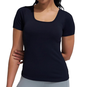 เสื้อยืดผู้หญิงแห้งเร็วสำหรับฤดูร้อน เสื้อยืดลำลองแฟชั่นสตรีทแวร์ คอเหลี่ยม ระบายอากาศได้ดี เสื้อยืดแบบสั่งทำ - Product Image 1