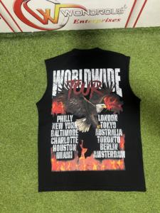 Hombro algodón/fibra de bambú suelta lavado ácido cuello redondo manga corta Camiseta hombres mujeres de talla grande verano desgastado logotipo personalizado rápido - Product Image 4