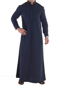 Vente chaude style saoudien hommes robe unie prix de gros avec la meilleure qualité personnalisé thobes musulman taille adulte - Product Image 3