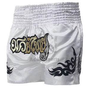 กางเกงขาสั้นคิกบ็อกซิ่งและมวยไทยผู้ชาย ผ้าซาตินโพลีเอสเตอร์ 100% น้ำหนักเบา พร้อมบริการปักลายด้านหน้าตามสั่ง แห้งเร็ว ทนทาน รับผลิตแบบ OEM - Product Image 3