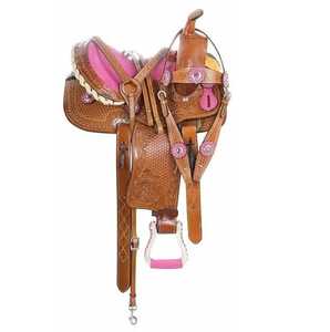 Custom Barrel Racing Western Horse Saddle cuero hecho a mano | Juego de tachuelas de rendimiento de excelencia con accesorios a juego - Product Image 2