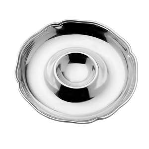 Plateau à croustilles et à trempette en aluminium poli de vente chaude Plateau à collation rond en relief avec bol central inspiré de la nature - Product Image 6