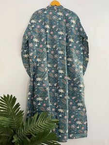 ชุดเดรสยาวสีเทาลายใบไม้สำหรับงานปาร์ตี้ jaipuri ใส่สบายน้ำหนักเบา - Product Image 5