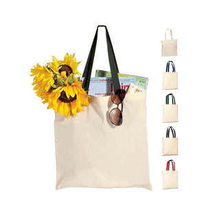 Sac fourre-tout économique en 100 % coton, taille moyenne, poignées contrastées durables, impression sérigraphique de lettres pour usage quotidien et publicitaire - Product Image 1