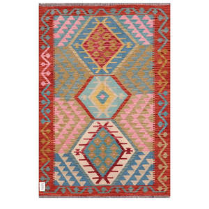 Alfombra Kilim de Maimana, Afganistán, 154 x 104 cm, Juego de Alfombras Tradicionales Tejidas a Mano - Product Image 1