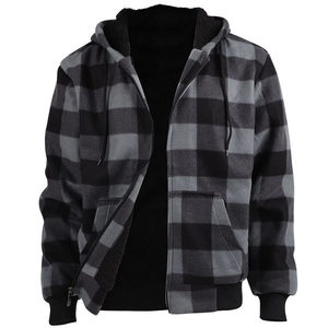 2025 New Winter Oversized Full Zip <b>Flannel</b> <b>Jackets</b> Hoodie Solid Lined Custom 100% Cotton Fleece Pullover Streetwear Breathable - Product Image 3