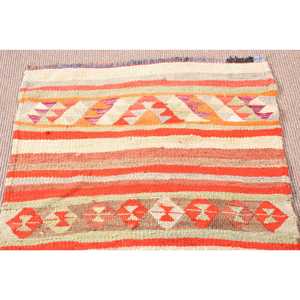 Vintage <b>Rug</b>, <b>Runner</b> 2.9x9.6 ft Turkish <b>Rug</b>, Orange Geometric Wool <b>Rug</b> - Product Image 5