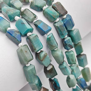 Cuentas de Crisocola de 10-12 mm, Cuentas Facetadas en Forma de Pepita, Hechas a Mano, para la Elaboración de Joyería, 18-20 Cuentas en un Hilo de 8 Pulgadas - Product Image 1