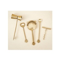 Ensemble de 4 outils à cocktail de qualité supérieure avec argent et cuivre antique pour la maison cuillère en acier inoxydable, ouvreur, jigger et stainer