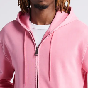 2025 hommes automne et hiver nouveau sweat à capuche à fermeture éclair en gros impression de Logo personnalisé 100% coton couleur rose - Product Image 5