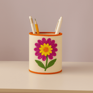 Decorative <b>Stationery</b> <b>Holder</b> for Office & Home Pen <b>Holder</b> with White Daisy Embroidery Daisy Symbolizes Purity Freshness <b>Holder</b> - Product Image 6