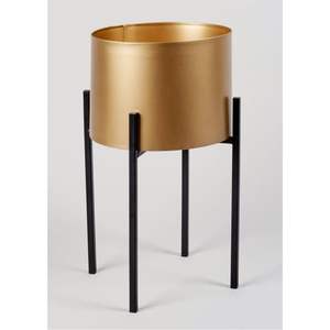 Pot de fleurs en fer forgé plaqué or, résistant à la corrosion, support en métal pour plantes, design d'intérieur et commercial - Product Image 6