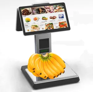 Bilancia digitale intelligente per la vendita al dettaglio QR nfc payment touch dual screen sistema android desktop pos bilancia con stampante termica