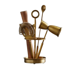 ชุดเครื่องเขย่าค็อกเทลจิ๊กเกอร์อุปกรณ์ตกแต่งบาร์เครื่องมือบาร์ทำจากโลหะใช้ในครัวเรือนสีทอง - Product Image 1