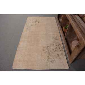 Tapis turc Vintage Beige 3.6 X 6.6ft fait à la main en laine grande surface Rectangle Patchwork Design pour couloir Latex Backing Room Rug - Product Image 1