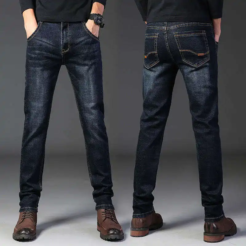 2024 Gloednieuwe Label Stock Broek Heren Jongens Jeans Fabrikant Groothandel Grote Maat Stretch Slanke Rechte Buis Casual Heren Jeans