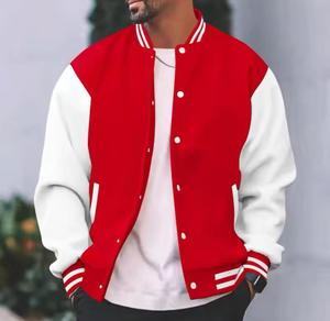 Custom Made Men's Winter Varsity <b>Jackets</b> with Stand Collar and Front Logo <b>Waterproof</b> Breathable <b>Long</b> Sleeve - Product Image 1