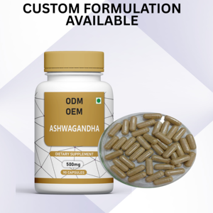 ผลิตภัณฑ์ฉลากส่วนตัว สารสกัดอัชวากันธาออร์แกนิก 90 แคปซูล อาหารเสริมเพื่อสุขภาพ บรรเทาความเครียด รับผลิตแบบ ODM OEM - Product Image 2
