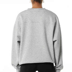 Sweat-shirt en molleton surdimensionné de haute qualité pour femmes Logo personnalisé col rond épaule tombante décontracté Active Terry longue à capuche - Product Image 6