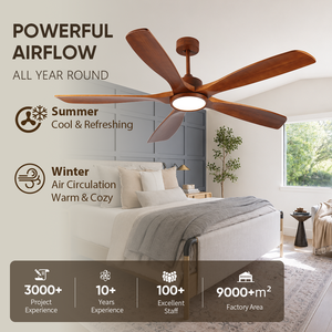 USA In Stock Large Room 60 Inch <b>Ceiling</b> Fan with <b>Light</b> Solid Wood Blades Quiet DC Motor <b>Remote</b> <b>Control</b> Living Room - Product Image 2