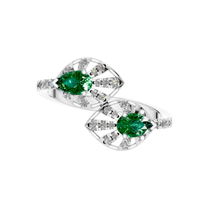 Diamant de laboratoire pour femme, feuille d'émeraude, bague fine, 950 platine, diamant taille poire, fait à la main pour les mariages - Product Image 4