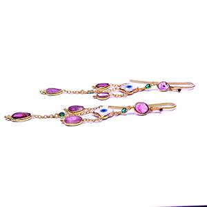 ชุดต่างหูแบบห้อยประดับอัญมณีหลากสีสีทองชุดปาร์ตี้สีเงินสเตอร์ลิง925ชุดต่างหูประดับอัญมณีแบบคลาสสิก - Product Image 3