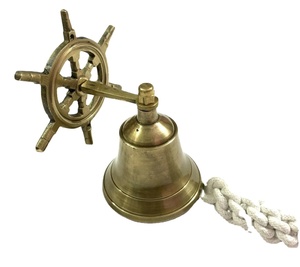 Antique Brass Ship Wheel <b>Bell</b> <b>School</b> Bar Wall Hanging Home Decor <b>Bell</b> with Rope Coustmized Brass Hanging Ship's <b>Bell</b> - Product Image 2