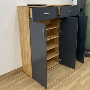 Armoire à chaussures minimaliste 3 portes KG68023 120x35x134cm en bois de caoutchouc naturel pour le salon - Product Image 5